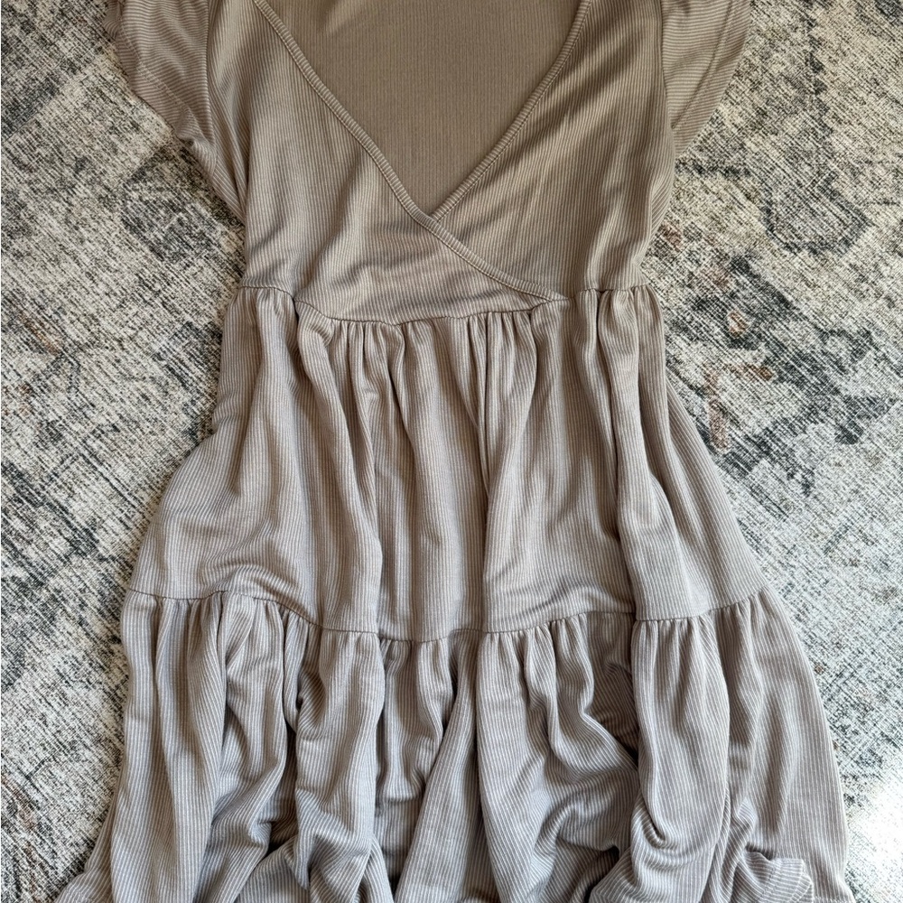 See You Monday Taupe Ribbed Knit Top